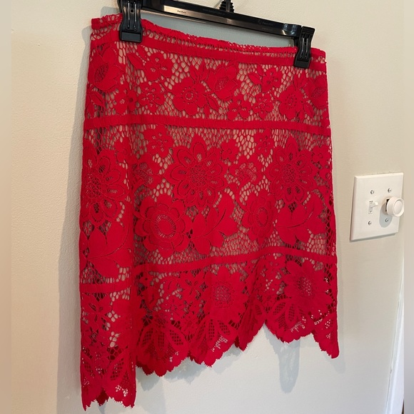 FOR LOVE AND LEMONS Gianna Lace Mini Skirt in Hot Red sz M - Picture 7 of 9